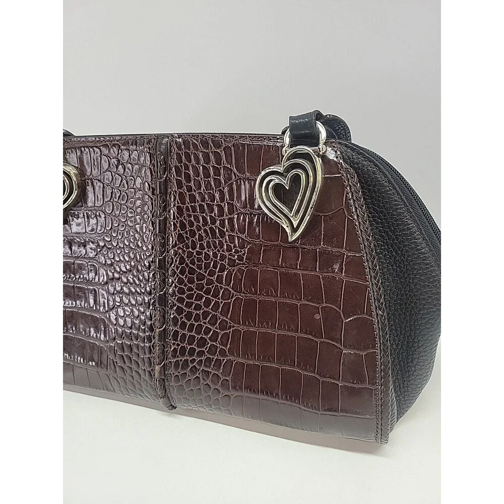 Brighton Shoulder Bag‎ Womens Brown Black Pewter Aligator Leather